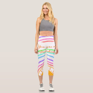 Leggings Capri vous êtes mon soleil jaune orange rayons de soleil