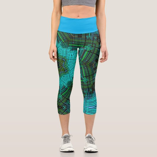 Leggings Capri Weaver Mandala bleu et vert (Recto)