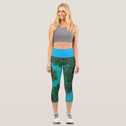 Leggings Capri Weaver Mandala bleu et vert (Recto)