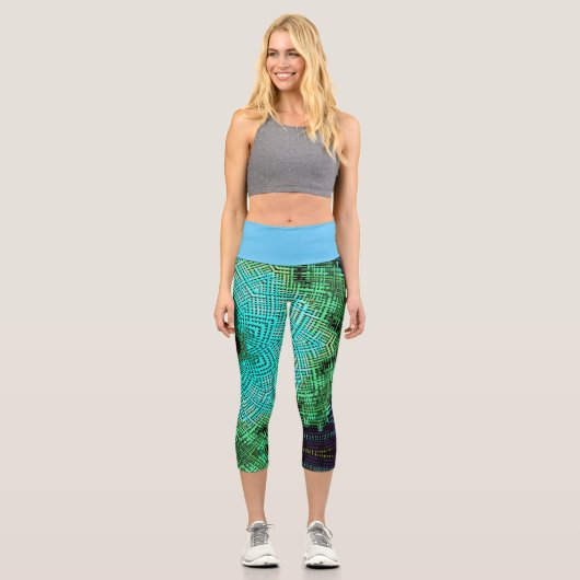 Leggings Capri Weaver Mandala bleu et vert (Recto)