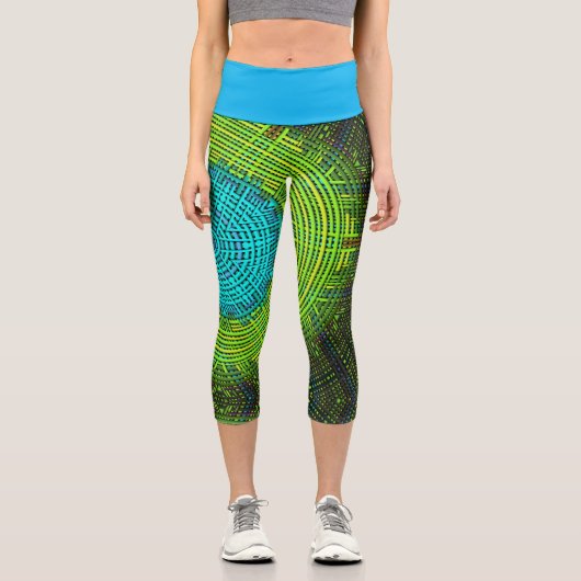 Leggings Capri Weaver Mandala bleu et vert (Recto)