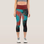 Leggings Capri Weaver Mandala rouge et bleu (Recto)