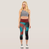 Leggings Capri Weaver Mandala rouge et bleu (Recto)