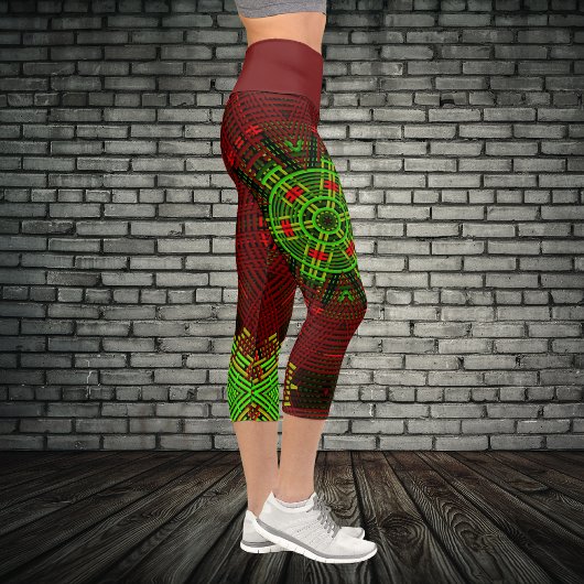 Leggings Capri Weaver Mandala rouge et vert