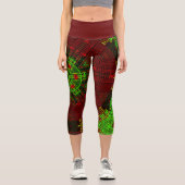 Leggings Capri Weaver Mandala rouge et vert (Recto)