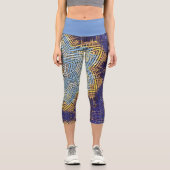 Leggings Capri Weer Mandala bleu et jaune (Recto)