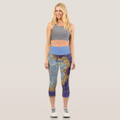 Leggings Capri Weer Mandala bleu et jaune (Recto)