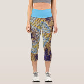 Leggings Capri Weer Mandala bleu et jaune (Recto)