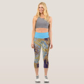 Leggings Capri Weer Mandala bleu et jaune (Recto)