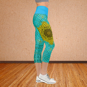 Leggings Capri Weer Mandala bleu et jaune