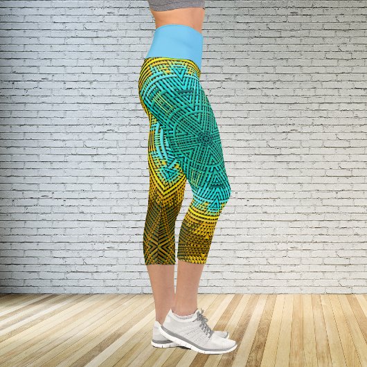 Leggings Capri Weer Mandala bleu et jaune