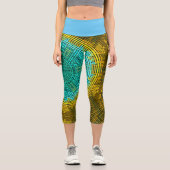Leggings Capri Weer Mandala bleu et jaune (Recto)