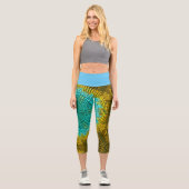 Leggings Capri Weer Mandala bleu et jaune (Recto)