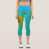 Leggings Capri Weer Mandala bleu et jaune (Recto)