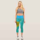 Leggings Capri Weer Mandala bleu et jaune (Recto)