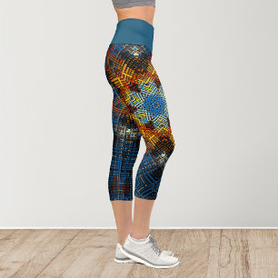 Leggings Capri Weer Mandala bleu jaune et rouge