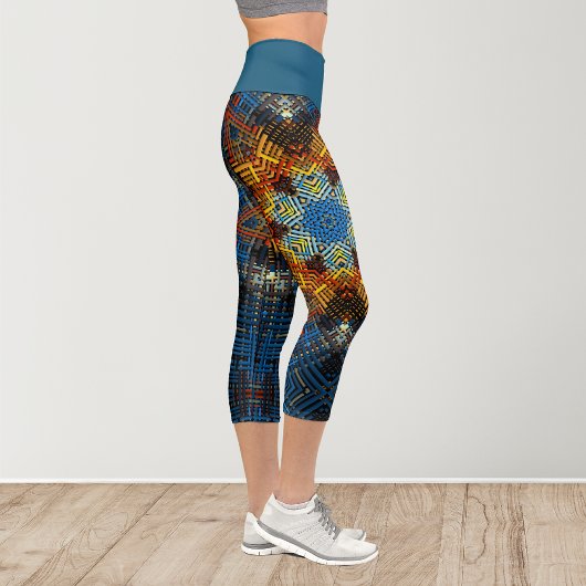 Leggings Capri Weer Mandala bleu jaune et rouge
