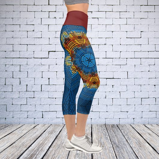 Leggings Capri Weer Mandala bleu jaune et rouge