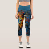 Leggings Capri Weer Mandala bleu jaune et rouge (Recto)