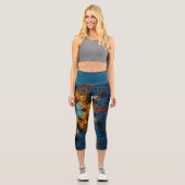 Leggings Capri Weer Mandala bleu jaune et rouge (Recto)