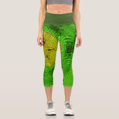 Leggings Capri Weer Mandala jaune et vert (Recto)