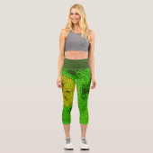 Leggings Capri Weer Mandala jaune et vert (Recto)
