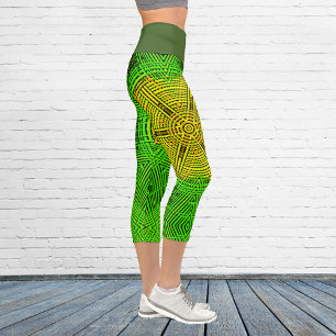 Leggings Capri Weer Mandala jaune et vert