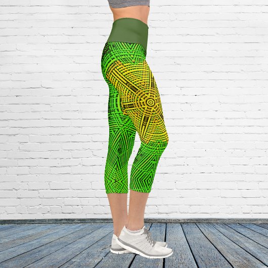 Leggings Capri Weer Mandala jaune et vert
