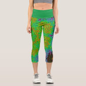 Leggings Capri Weer Mandala Orange Vert et Bleu (Recto)