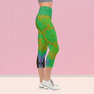 Leggings Capri Weer Mandala Orange Vert et Bleu