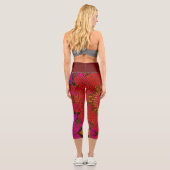Leggings Capri Weer Mandala rouge rose et jaune (Verso)