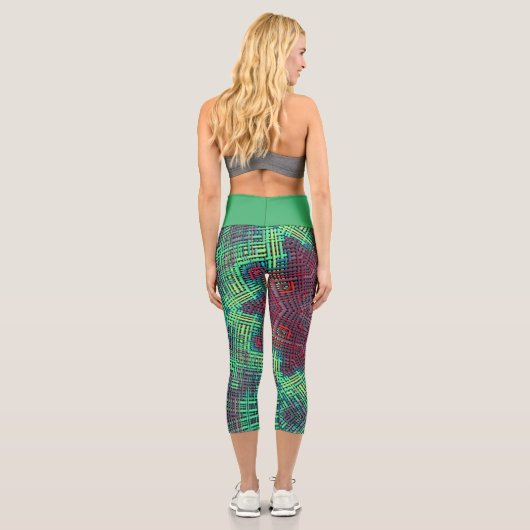 Leggings Capri Weer Mandala Vert Bleu et Rouge (Verso)