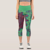 Leggings Capri Weer Mandala Vert Bleu et Rouge (Recto)