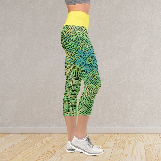 Leggings Capri Weer Mandala vert jaune et bleu