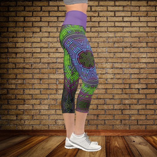 Leggings Capri Weer Mandala vert violet et bleu