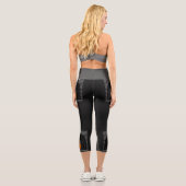 Leggings Capri Whimsical Boho Owl & Tropical Monstera Leaf (Verso)