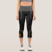 Leggings Capri Whimsical Boho Owl & Tropical Monstera Leaf (Recto)