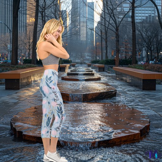 Leggings Capri Whispers florale : Motif botanique pastel délicieu