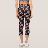 Leggings Capri White Morning Glory Flower Close Up Motif (Verso)