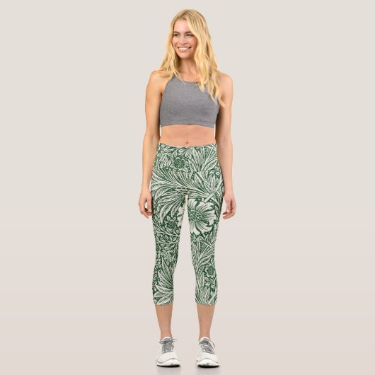 Leggings Capri william morris marigold fleurs vertes (Recto)