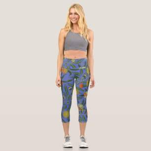 Leggings Capri William Morris Pomegranate Bleu papier peint color