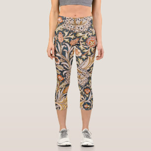 Leggings Capri William Morris Vintage Trent Motif Floral Bleu