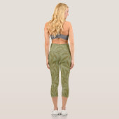 Leggings Capri William Morris Willow Antique Green Leaf Vine Art (Verso)