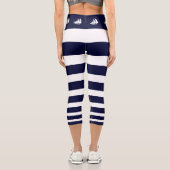 Leggings Capri yachts modernes sur bleu marine et blanc rayé (Verso)