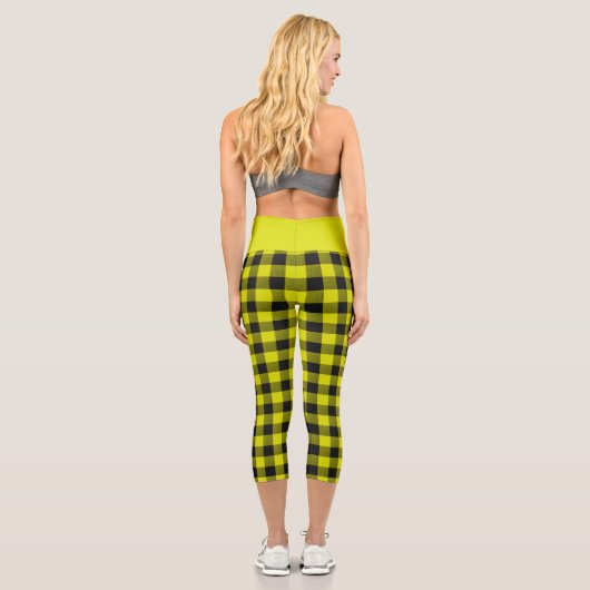 Leggings Capri Yellow Buffalo Plaid (Verso)