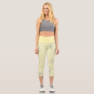 Leggings Capri yellow flower capri