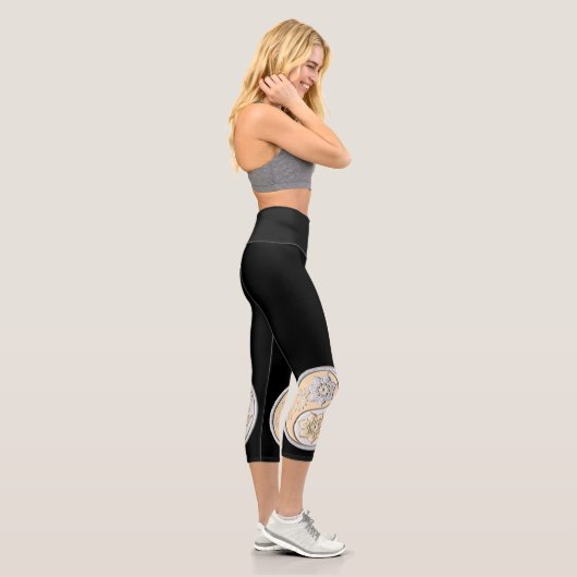 Leggings Capri Yin Yang argent et or (Droite)