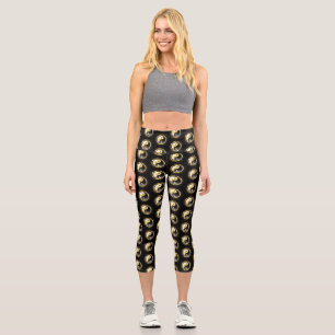 Leggings Capri Yin Yang or sur noir