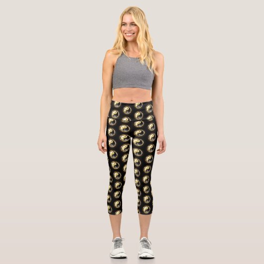 Leggings Capri Yin Yang or sur noir (Recto)