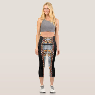 Leggings Capri Yoga Capri à taille élevée Maroon gris argenté Cap